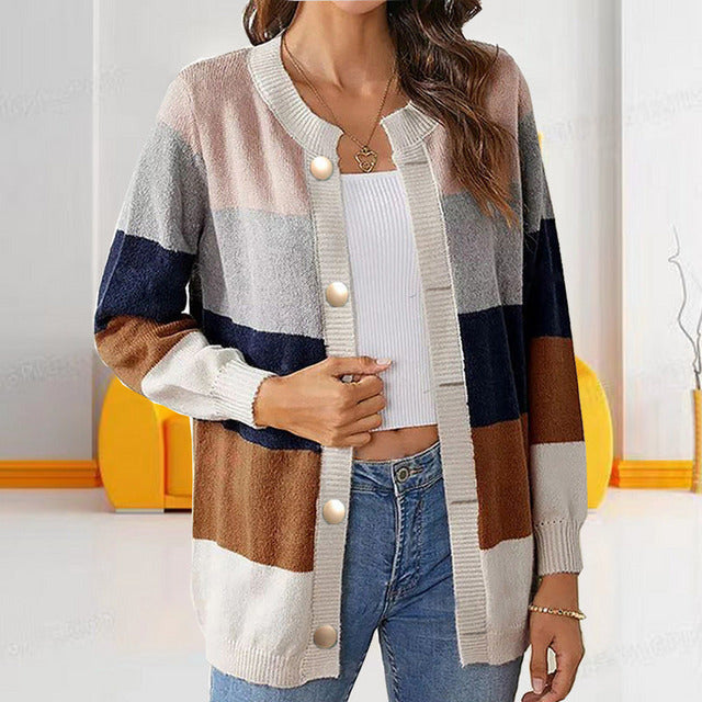 GRACE KARIN Cardigan Décontracté Fille à Manches Longues Col Rond Fermeture Éclair - Tricoté