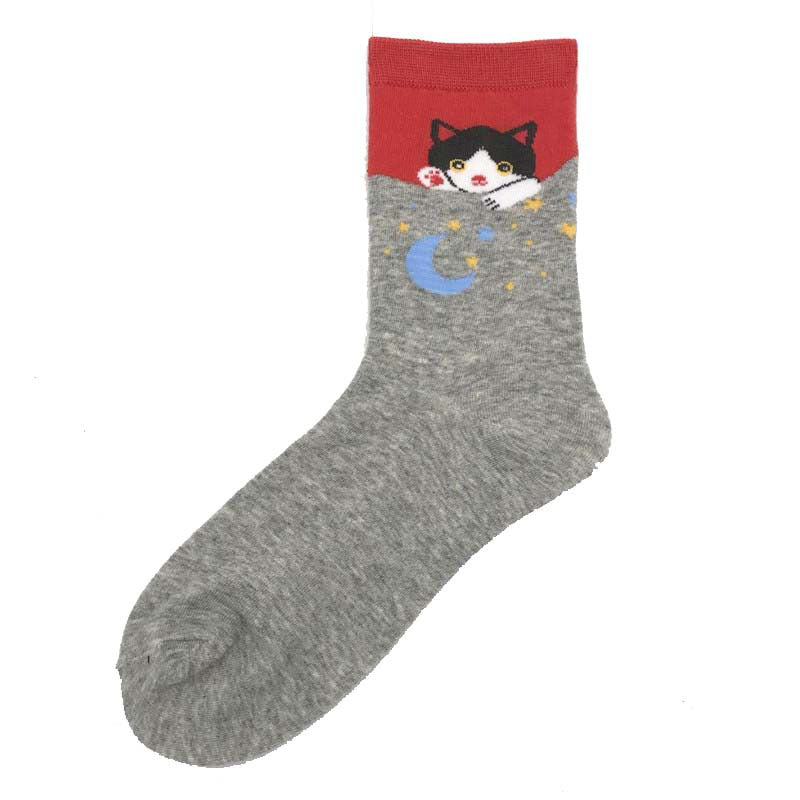 Chaussettes À Imprimé Chat De Dessin Animé