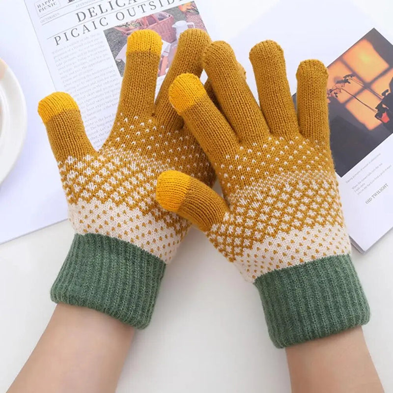 Gants Chauds À Blocs De Couleurs