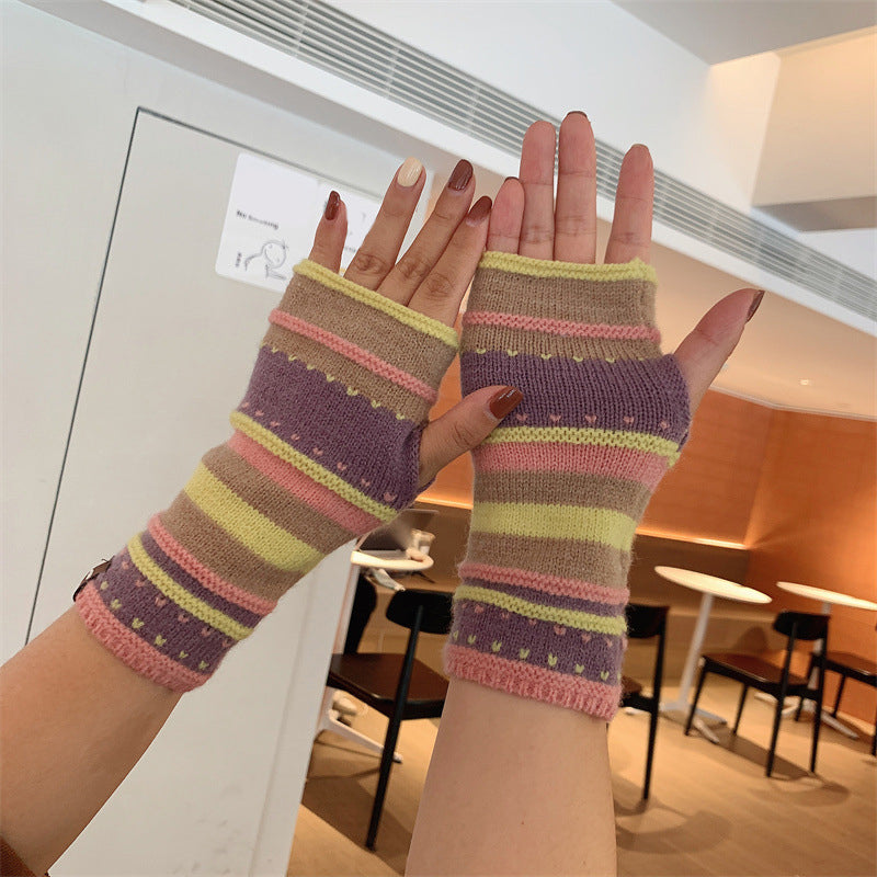 Gants Chauds À Rayures Colorées