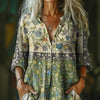 【Manches Longues】Chemisier Vintage À Imprimé Floral