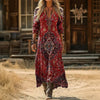【Manches Longues】Robe À Imprimé Ethnique Vintage