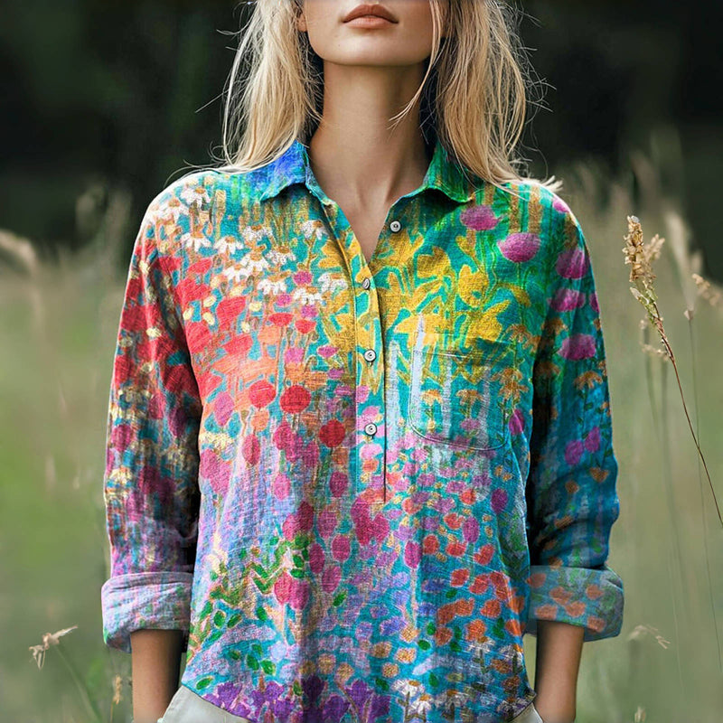 Blouse À Imprimé Floral Coloré