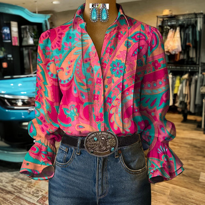 Blouse Imprimée Style Ethnique Vintage