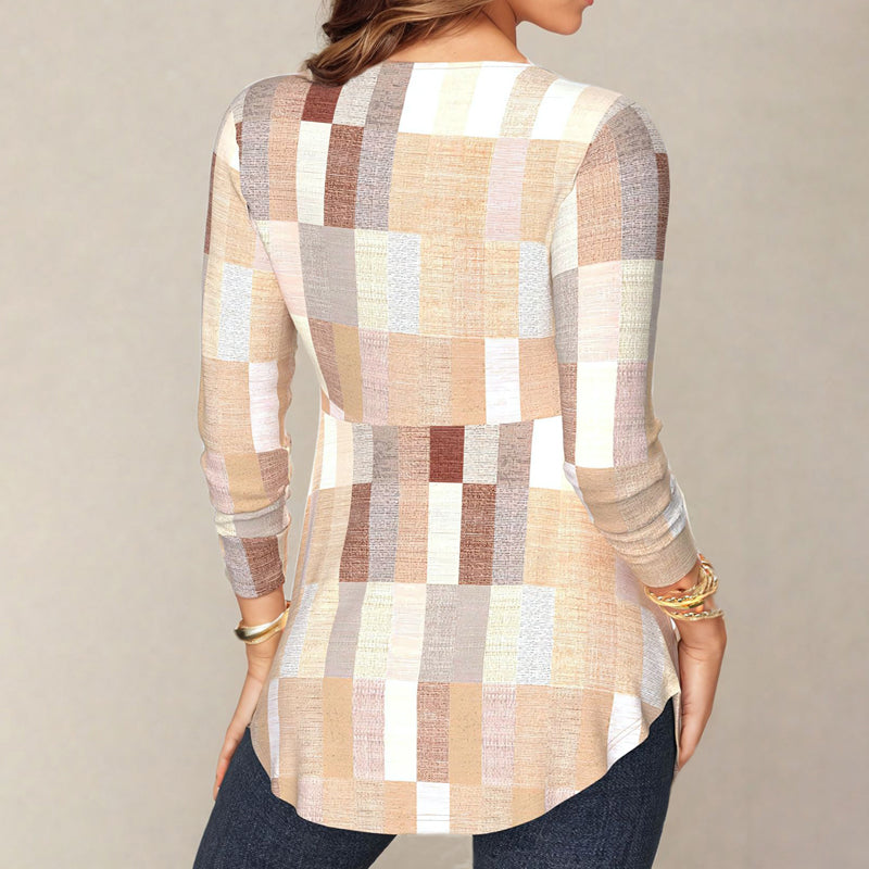 Blouse À Carreaux Élégante