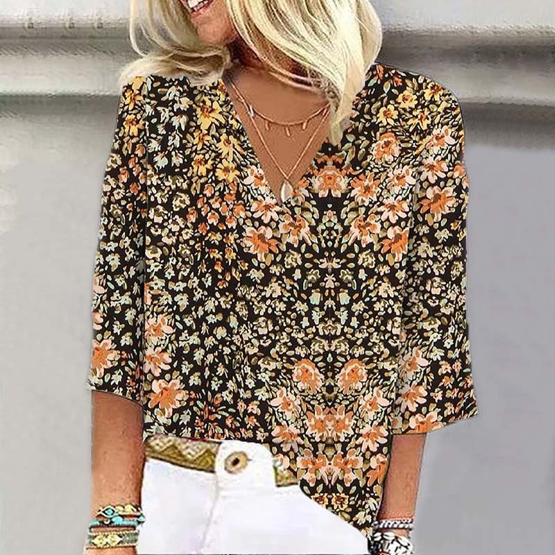 Blouse Vintage À Imprimé Floral