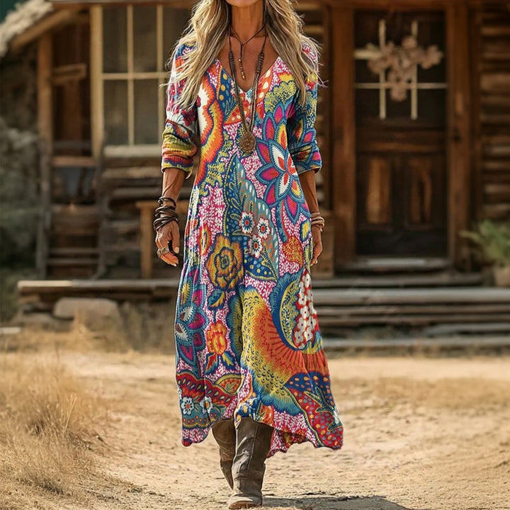 【Coton Et Lin】Blouse Décontractée À Imprimé Floral