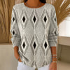 【Manches Longues】T-Shirt Vintage À Imprimé Géométrique