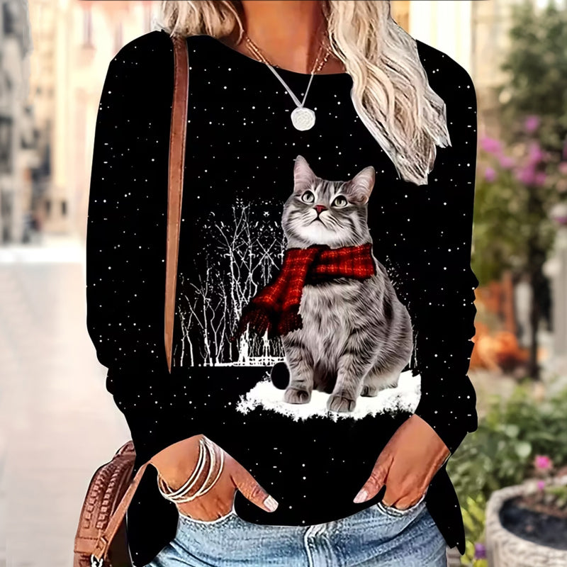 t-shirt pour femme motif chat coloré