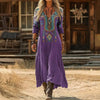 【Manches Longues】Robe À Imprimé Ethnique Vintage