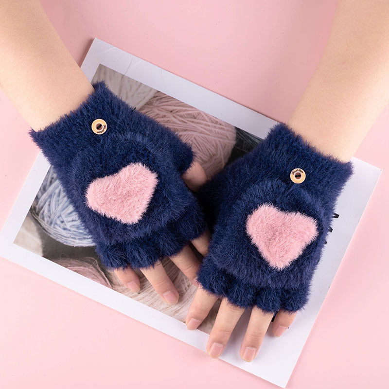 Gants Chauds À Motif Coeur