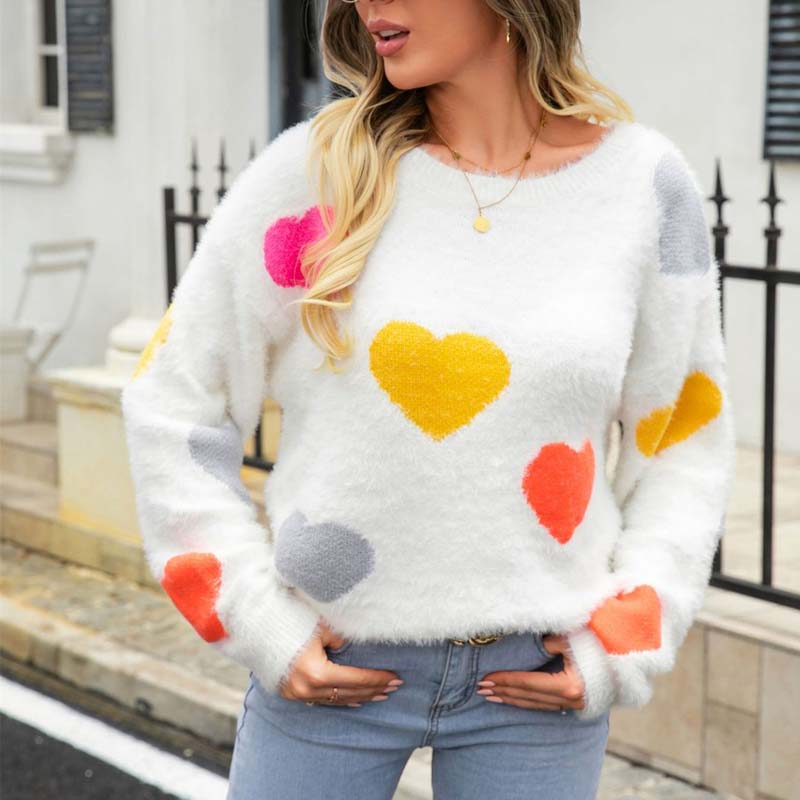 Pull En Tricot À Motif Coeur