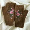 Gants Chauds À Broderie Florale