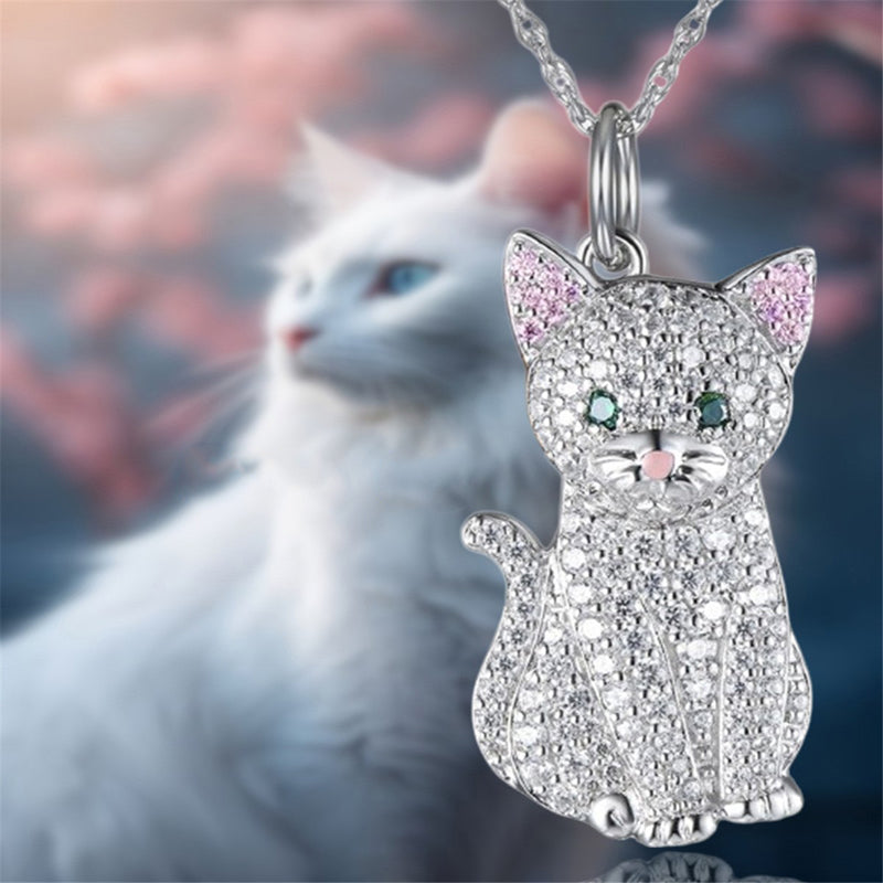 Collier avec pendentif en forme de chat en argent sterling Collier avec pendentif en forme de chat en argent sterling