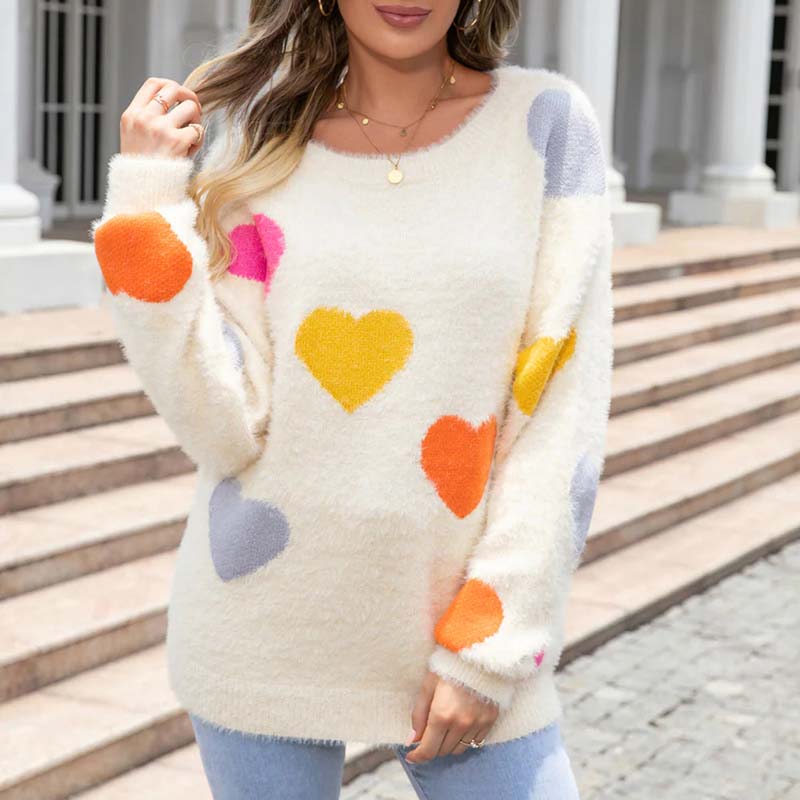 Pull En Tricot À Motif Coeur