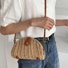 Sac Vintage En Paille Demi-Ronde