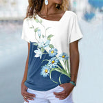 T-Shirt Contrasté À Imprimé Floral