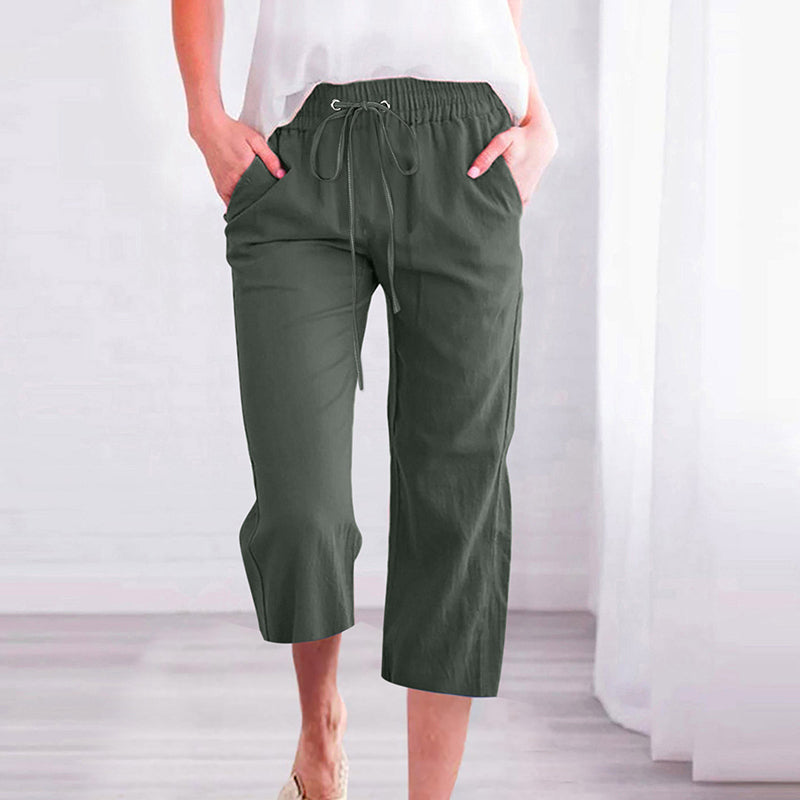 【Coton Et Lin】Pantalon Décontracté Uni