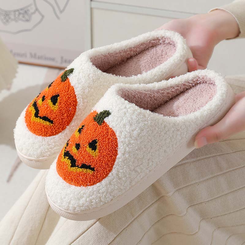 Chaussons D'Halloween Pour Femme - En Peluche Citrouille, Doux, Chauds Et Antidérapants, Idée Cadeau Festive - 8