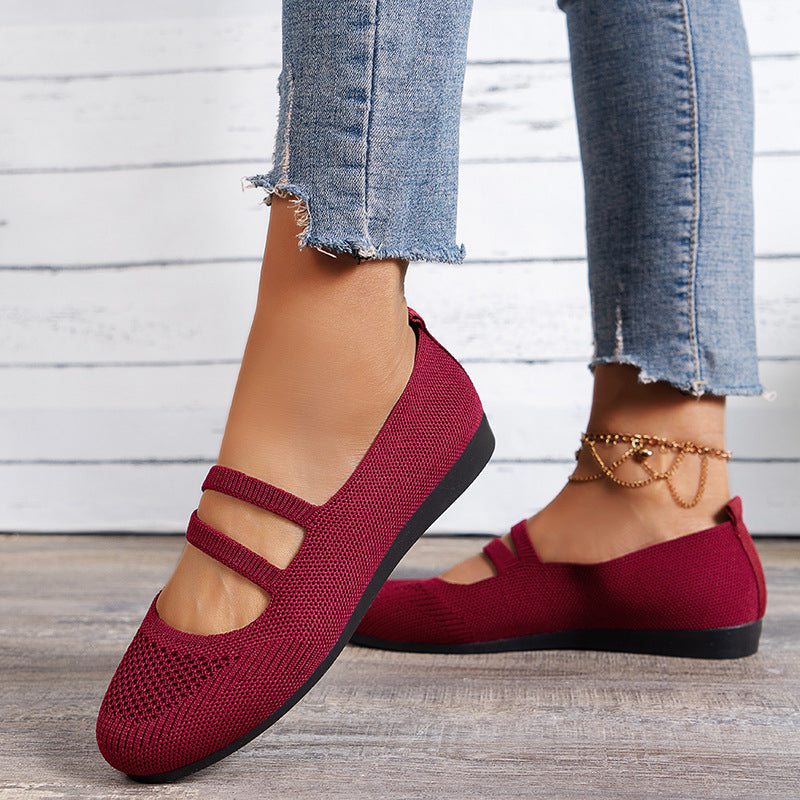 Chaussures Plates Femme En Maille – Légères, Respirantes, Bout Rond Et Semelle Caoutchouc, Idéales Pour Le Quotidien Décontracté