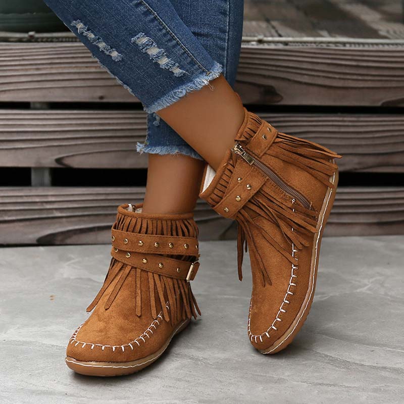 Couvre-bottes à Franges Hippie Années 70 - Jambières Vintage Manches Longues - Pour Déguisement, Fête à Thème - Marron - 11